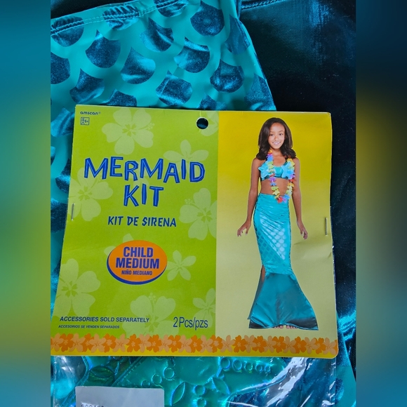 Mermaid Tail Costume Caribbean Blue Medium(8-10) - Picture 3 of 4
